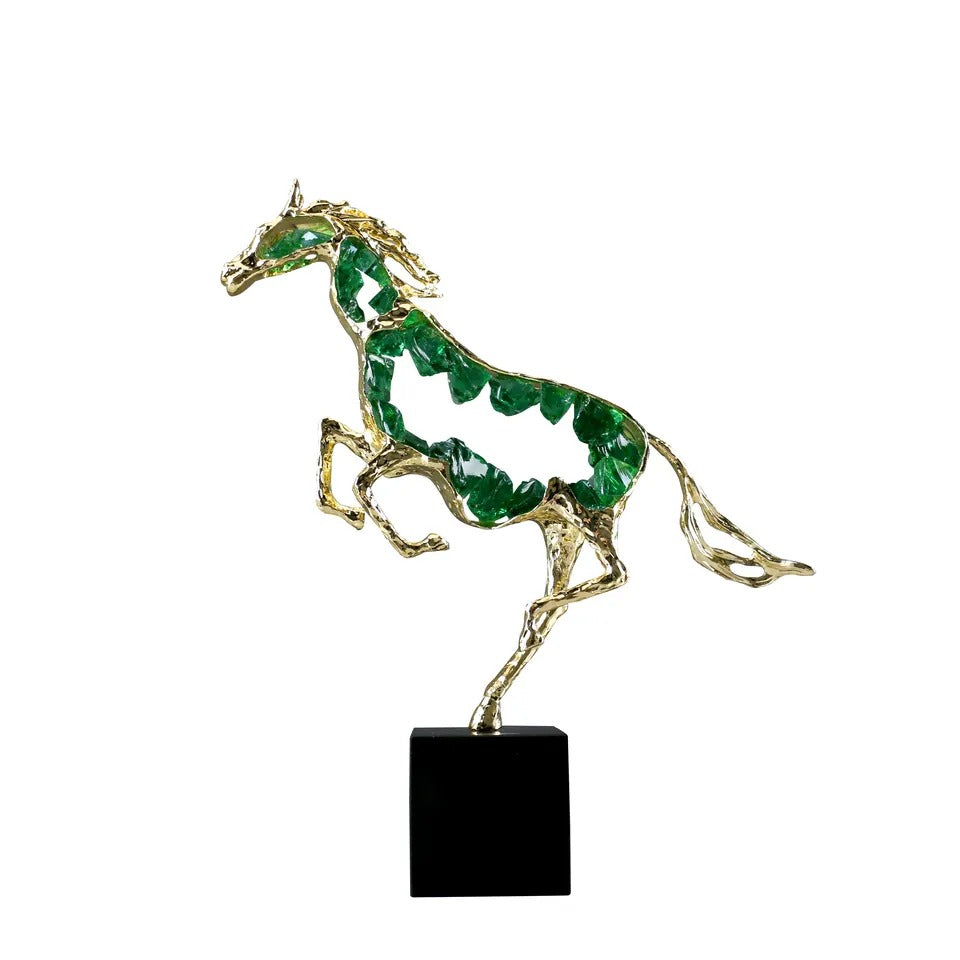 Double Pearl Horse Sculpture Decor - waseeh.com