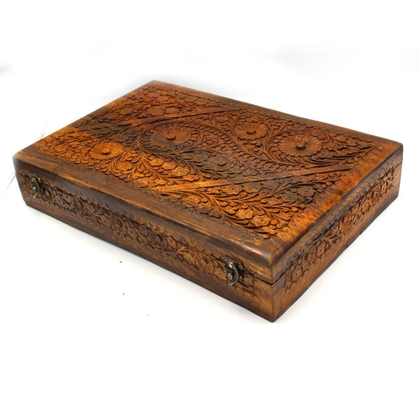 Wooden Hand Made Jewellery Box - Extra Large - Carved - 18" x 12" - waseeh.com