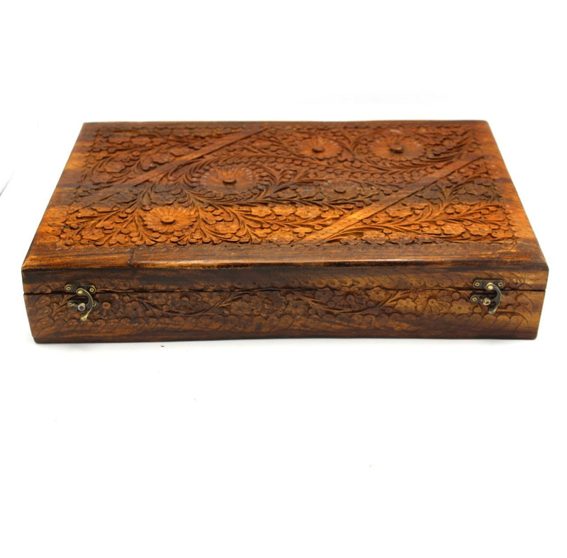 Wooden Hand Made Jewellery Box - Extra Large - Carved - 18" x 12" - waseeh.com