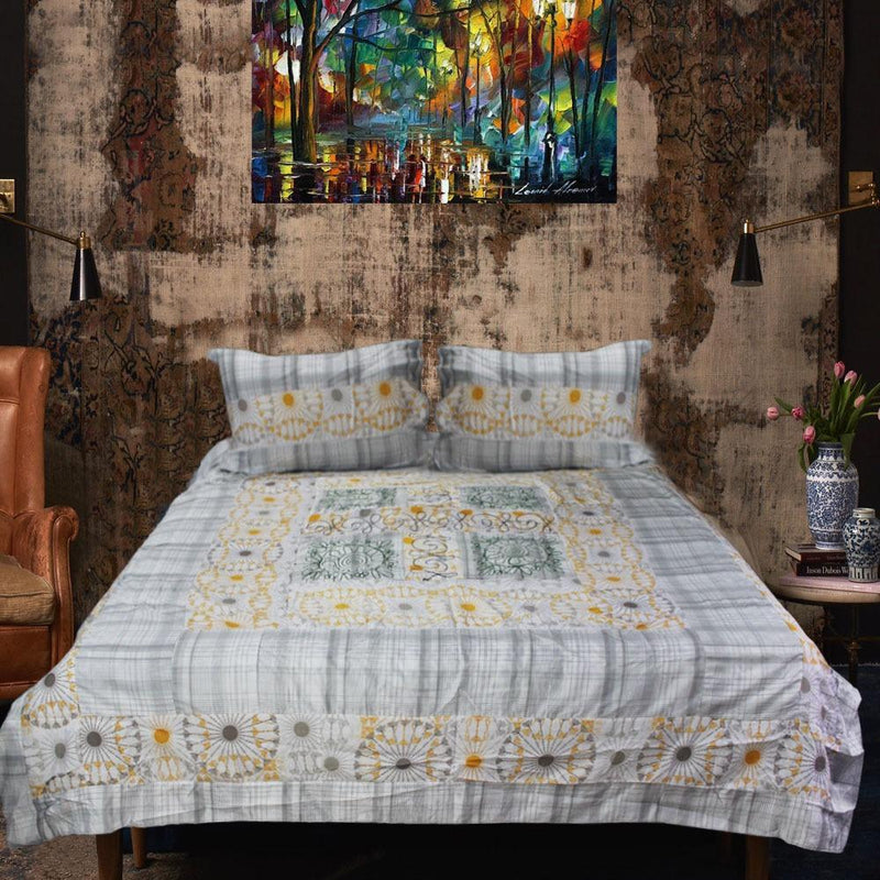 Cotton Satin Patch Work Bedsheet - waseeh.com