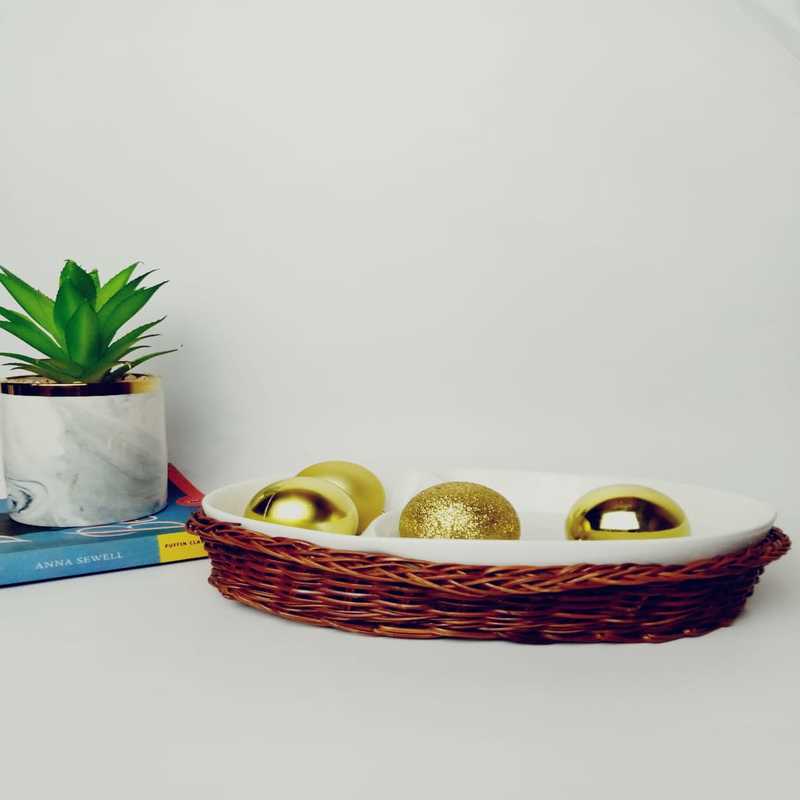 Snack Plate with Braided Basket (Oval Shaped) - waseeh.com