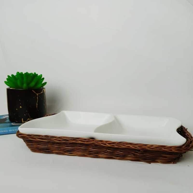 Snack Plate with Braided Basket (Rectangle Shaped) - waseeh.com