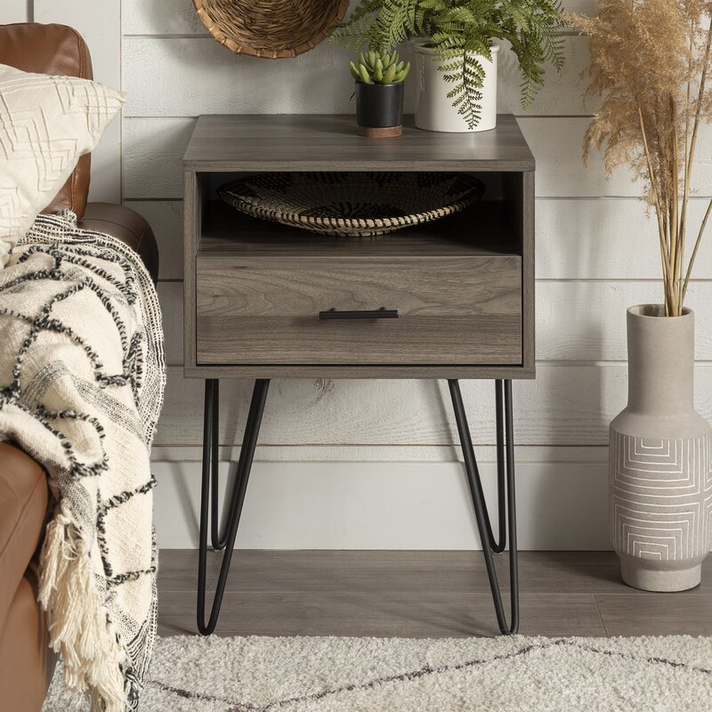 Rustic Living Lounge Coffee Center Side Hairpin Side Table (Greyish Cloud) - waseeh.com