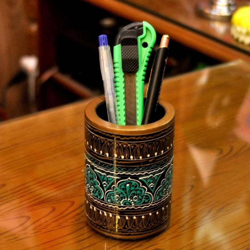 Wooden Pen Holder in Nakshi Art - waseeh.com