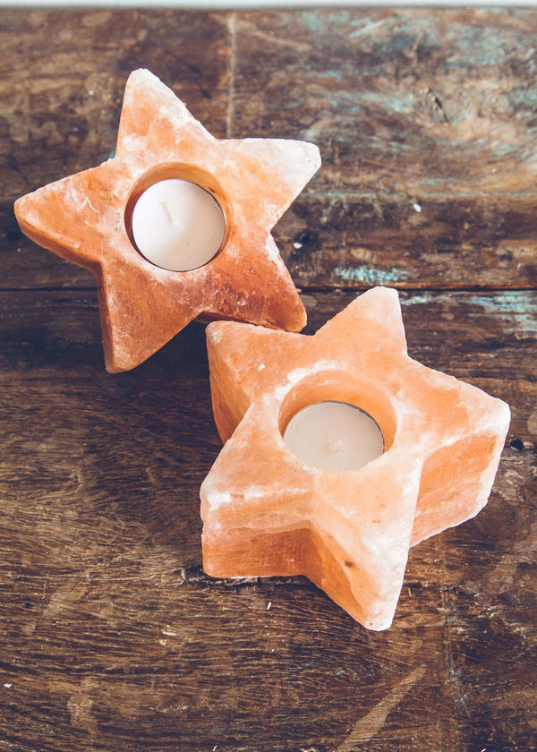 Natural Salt Candle Holder - Pack of 2 Stars - waseeh.com