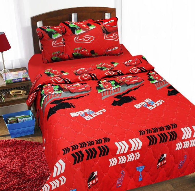 Export Quality Cotton Bed Spread Set - 3 pcs - Car - waseeh.com