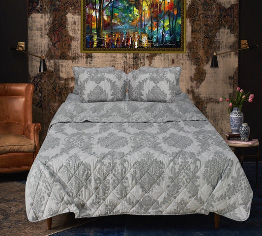 Gray Geometric - Export Quality Bed Spread Set - 6 pc - waseeh.com