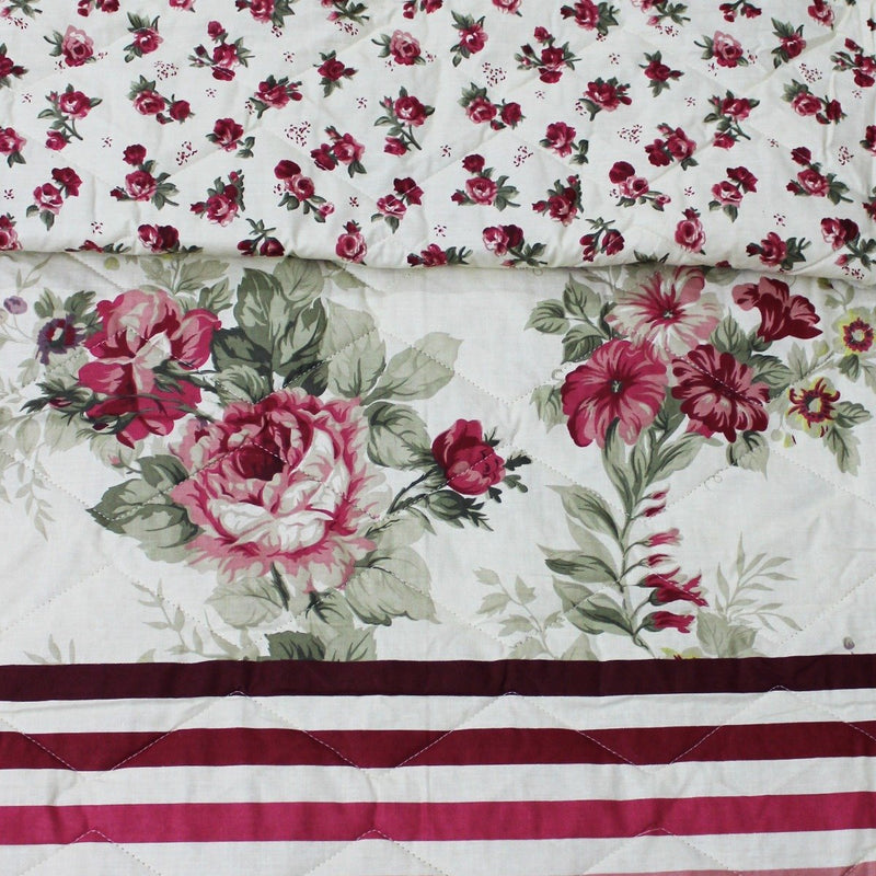 Pinch Of Raspberry Pink Flower - 6 Pieces Bed Spread Set - waseeh.com