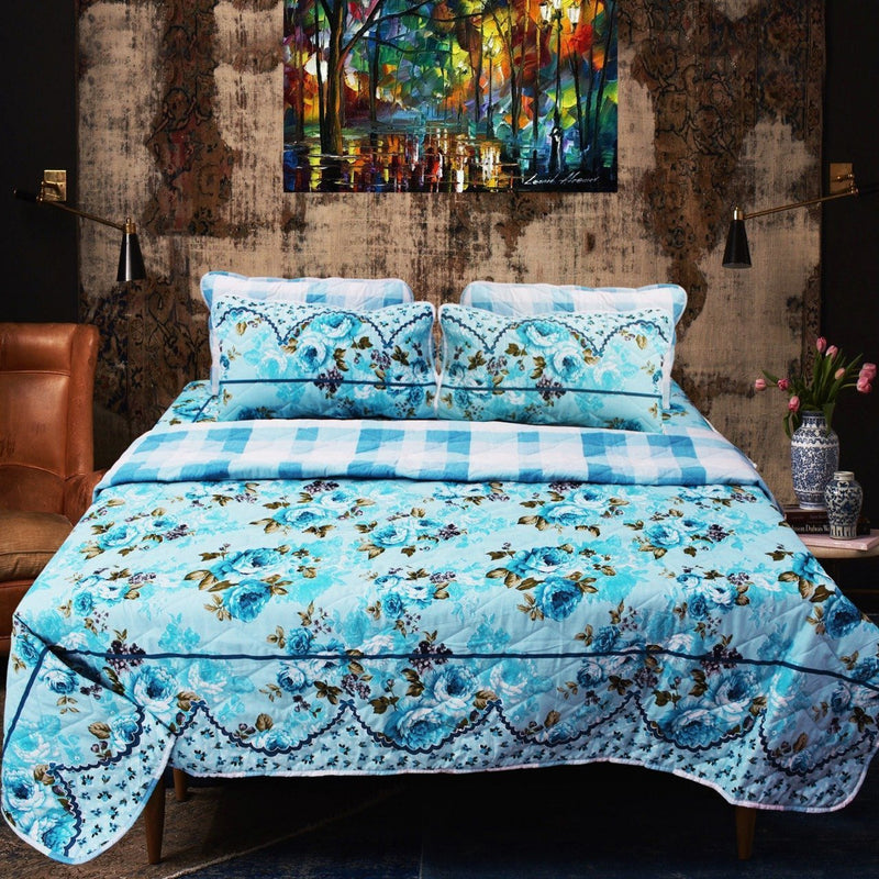 Blue Font - Export Quality Bed Spread Set - 6 pc - waseeh.com