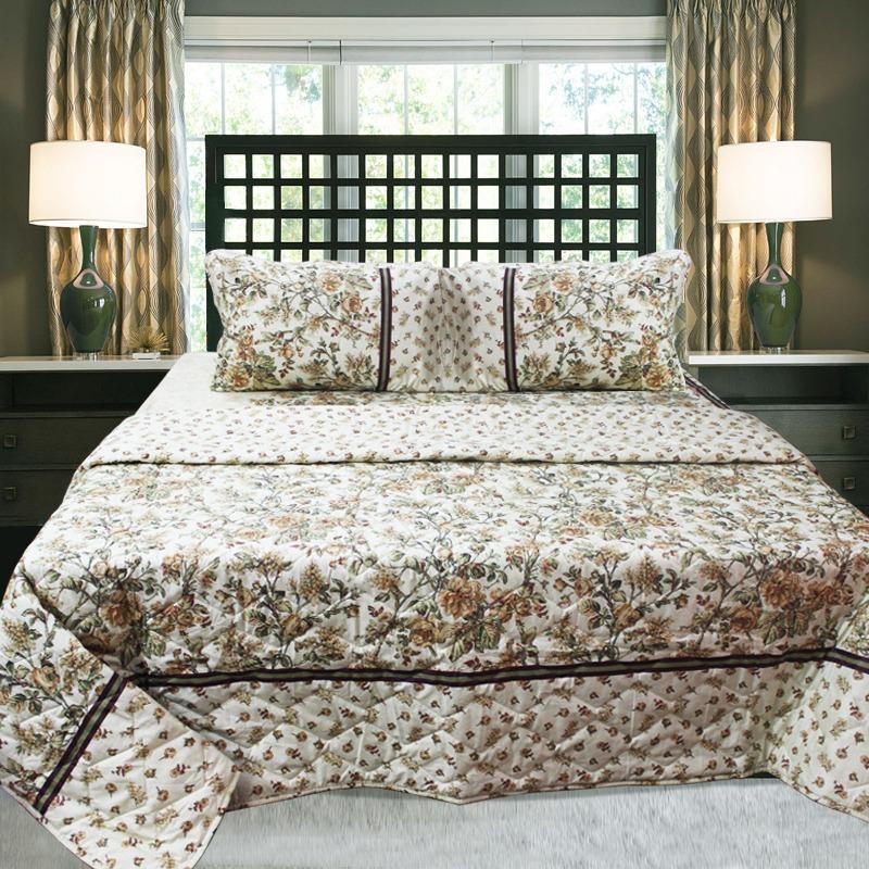 Floral O - Cotton Bed Spread Set - 6 pieces - waseeh.com