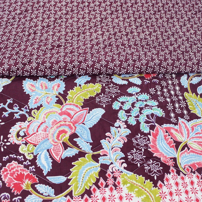 Maroon Patz - Cotton Bed Spread Set - 6 pc - waseeh.com