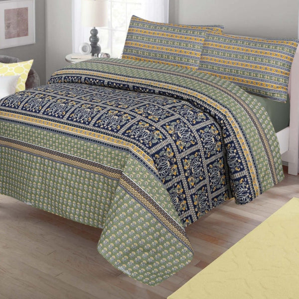 Cotton Double Bed Sheet With 2 Pillow cases - waseeh.com