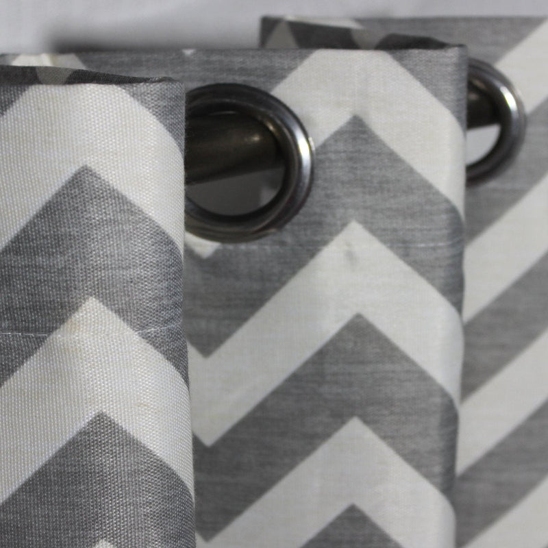 Grey Chevron Curtain With Lining - waseeh.com