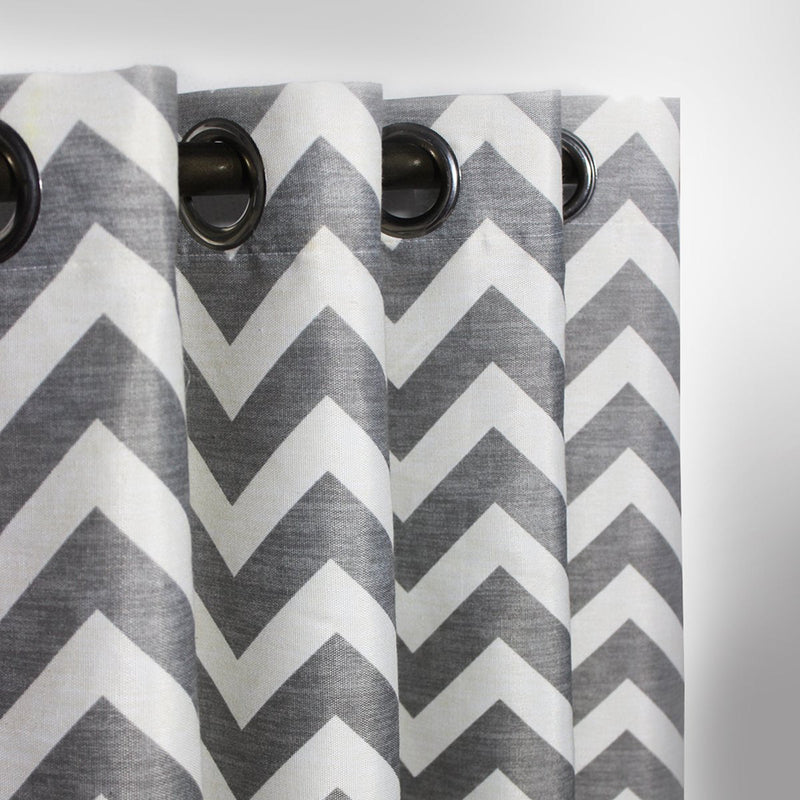 Grey Chevron Curtain With Lining - waseeh.com