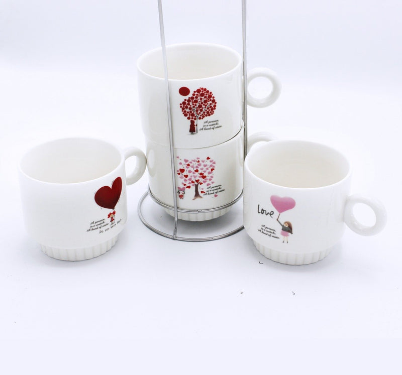 Love heart Cup Tower - 4 Pcs - waseeh.com