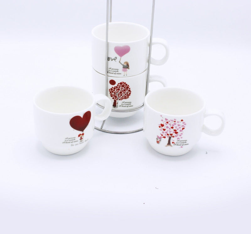 Love heart Cup Tower - 4 Pcs - waseeh.com