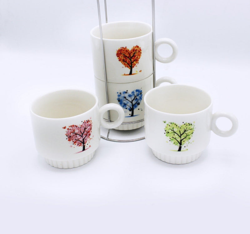 Heart tree Cup Tower - 4 Pcs - waseeh.com