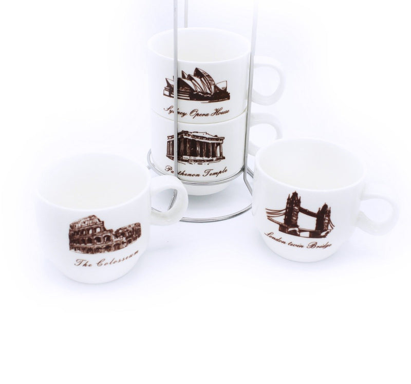 Land Mark Cup Tower - 4 Pcs - waseeh.com