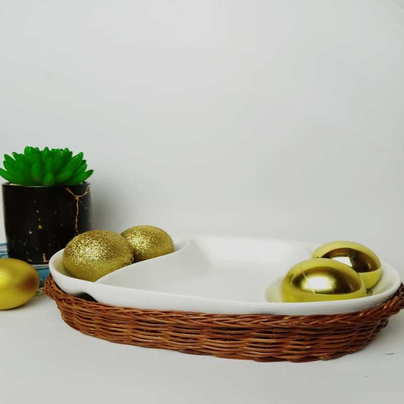 Snack Plate with Braided Basket (Oval Shaped) - waseeh.com