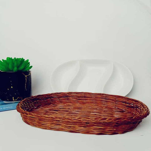 Snack Plate with Braided Basket (Oval Shaped) - waseeh.com