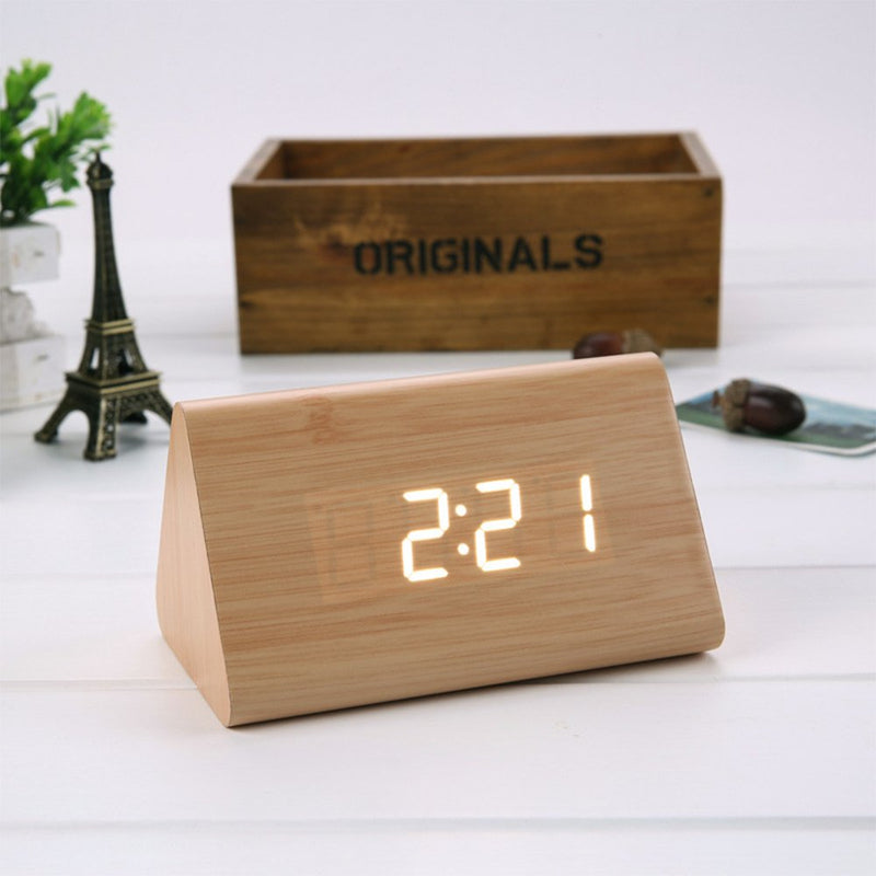 Curved Wooden Digital Alarm Clock - waseeh.com