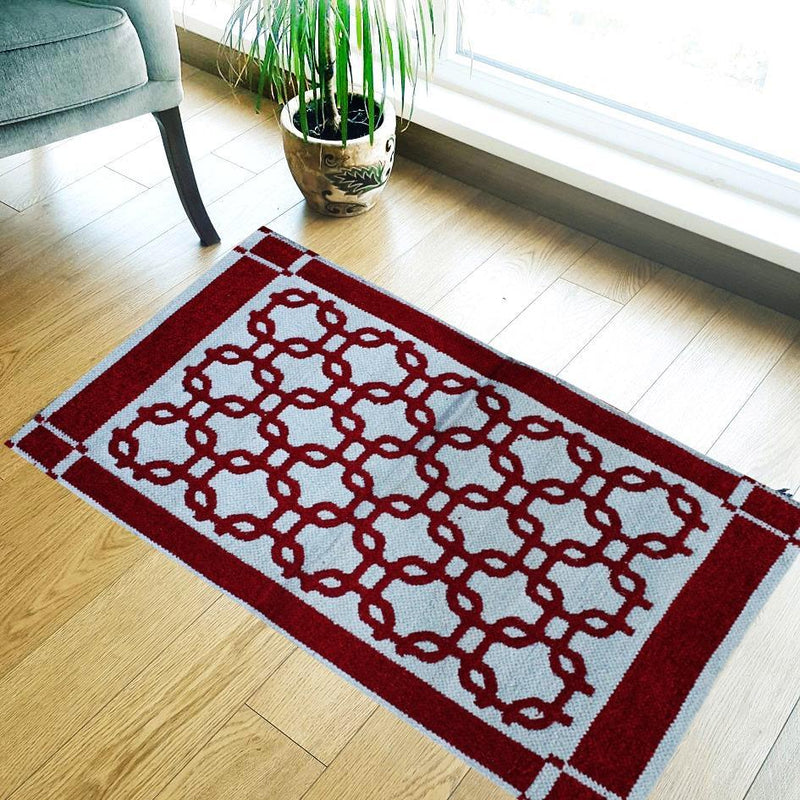 Rounded Square - Hand-woven Woolen Rug - Double Seam - 2' x 3' - waseeh.com