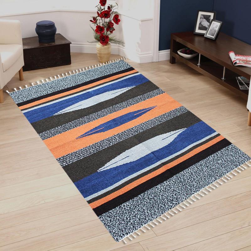 Geometric - Hand-woven Woolen Rug - 3' x 5' - waseeh.com