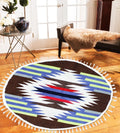 Round Geometric - Hand-woven Woolen Rug - Round Large - 4' x 4' - waseeh.com