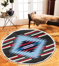 Round Geometric - Hand-woven Woolen Rug - Round Large - 4' x 4' - waseeh.com