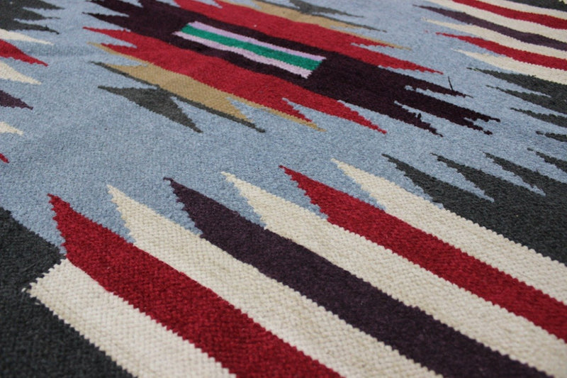 Round Geometric - Hand-woven Woolen Rug - Round Large - 4' x 4' - waseeh.com