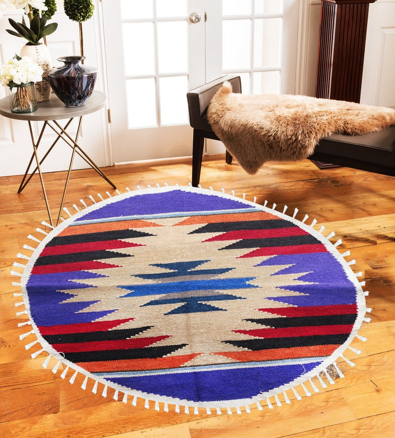 Hand-woven Woolen Rug - Round Small - waseeh.com