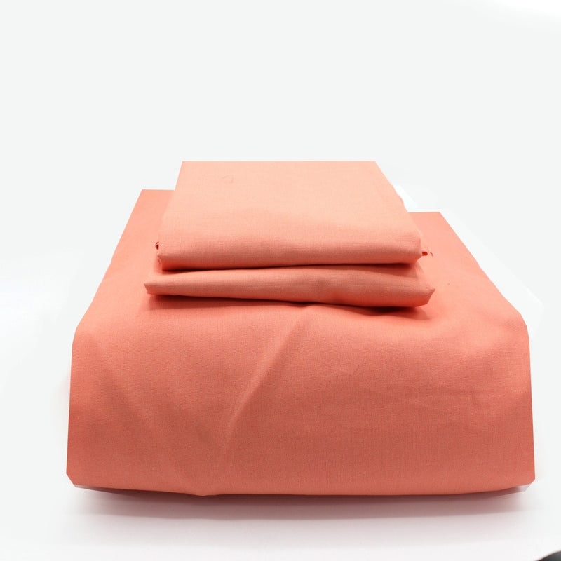 Fitted Sheet with 2 Pillow Covers - Peach - waseeh.com