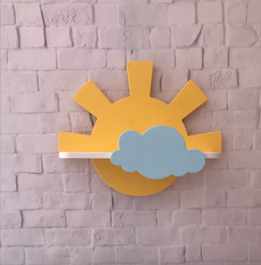 Cloudy Sun Kids Bedroom Floating Organizer Shelve Decor - waseeh.com