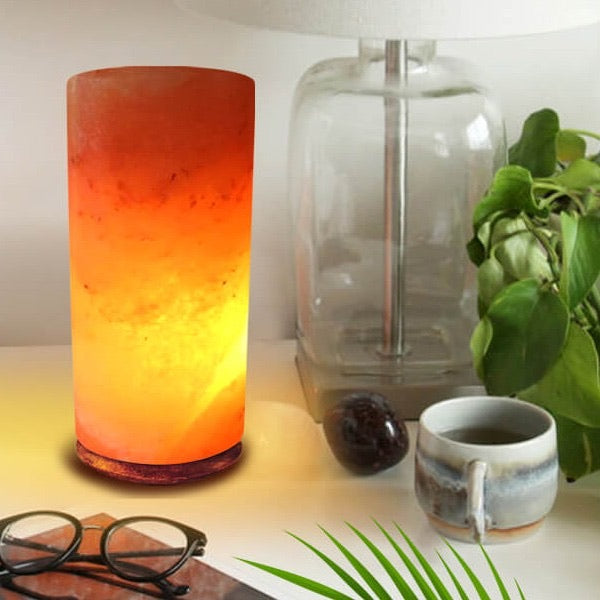 Cylinder Shape Night Bedside Salt Lamp - Salt Lamps - L 8” x W 4" x L 8"