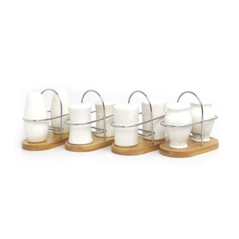Salt and Pepper Shaker With Bamboo Base - waseeh.com