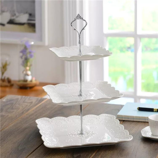 Embossed Snack Dish Cake Tray (3 Layer) - waseeh.com