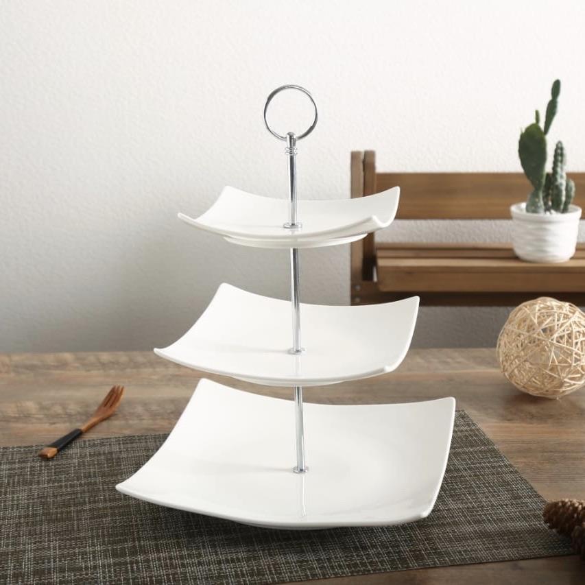 Embossed Snack Dish Cake Tray (3 Layer) - waseeh.com