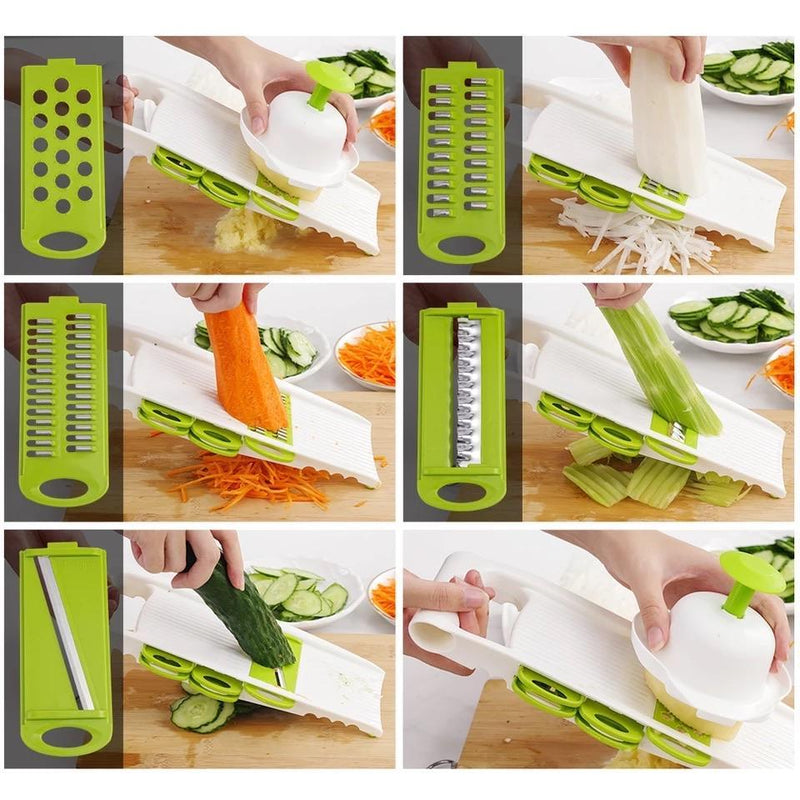 Multi-function Manual Vegetable Cutter Stainless Steel Slicer Carrot Potato Peeler Cheese Grater Onion Slicing Kitchen Tools - waseeh.com