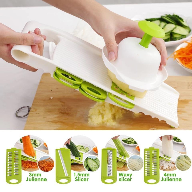 Multi-function Manual Vegetable Cutter Stainless Steel Slicer Carrot Potato Peeler Cheese Grater Onion Slicing Kitchen Tools - waseeh.com