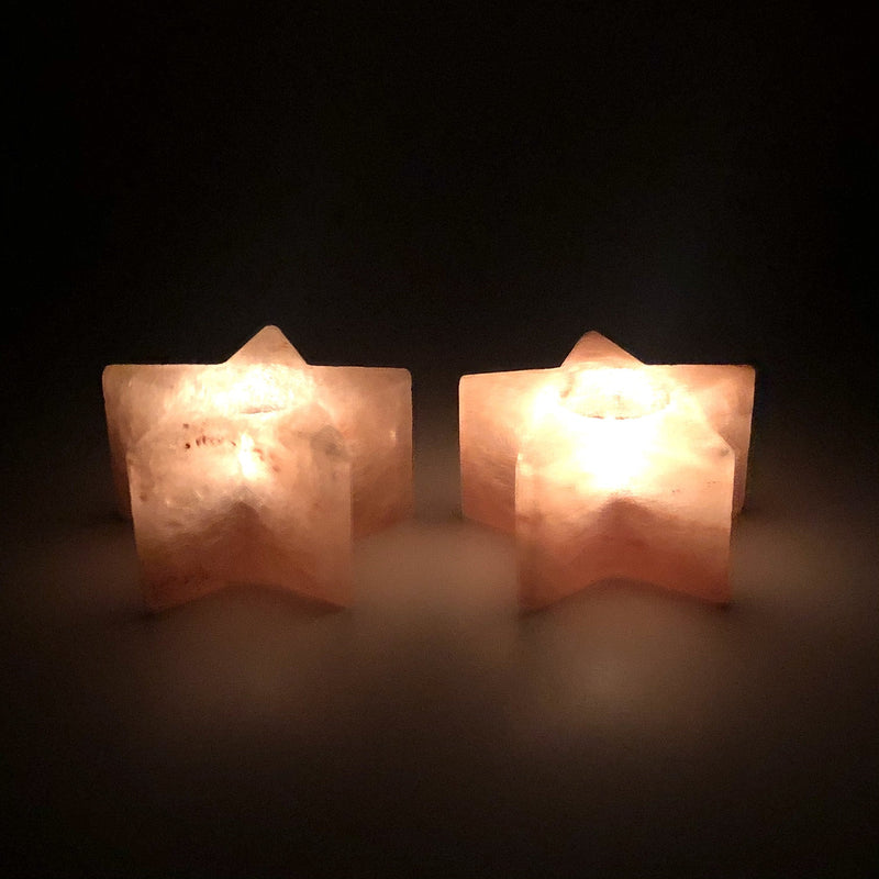 Himalayan Natural Pink Salt Candle Holder (Pack of 2) - waseeh.com