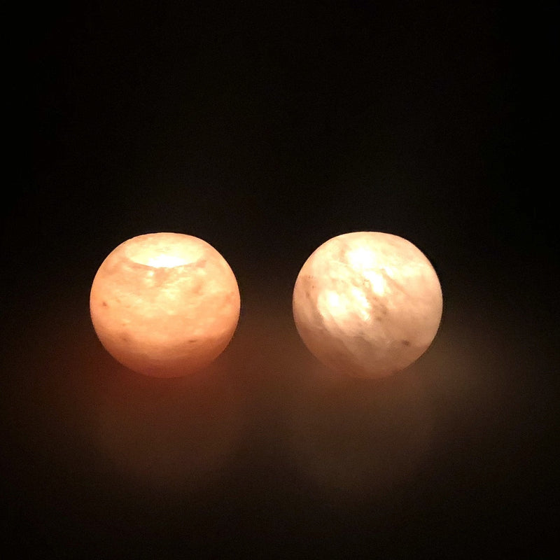 Himalayan Natural Pink Salt Candle Holder (Pack of 2) - waseeh.com