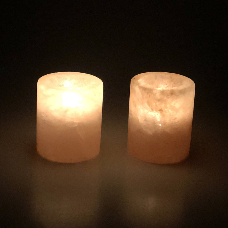 Himalayan Natural Pink Salt Candle Holder (Pack of 2) - waseeh.com