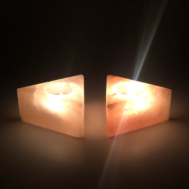 Himalayan Natural Pink Salt Candle Holder (Pack of 2) - waseeh.com