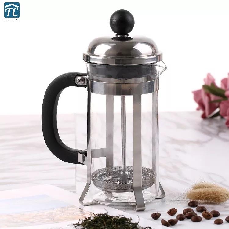 New 500ml Stainless Steel Glass Hollow French Filter Coffee Pot Coffee Tea Pot Press Plunger - waseeh.com