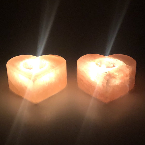 Himalayan Natural Pink Salt Candle Holder - Heart Shape - waseeh.com