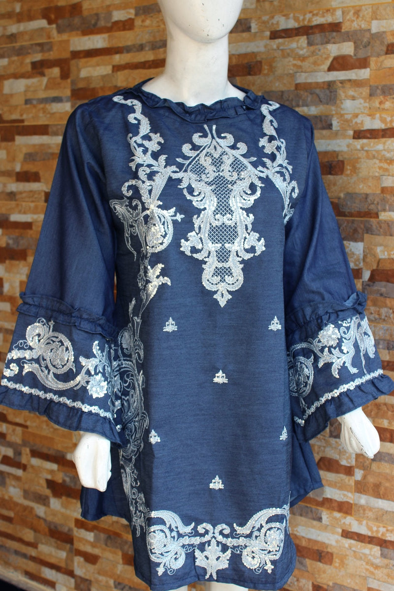 Embroided Denium - Blue - Ladies - waseeh.com