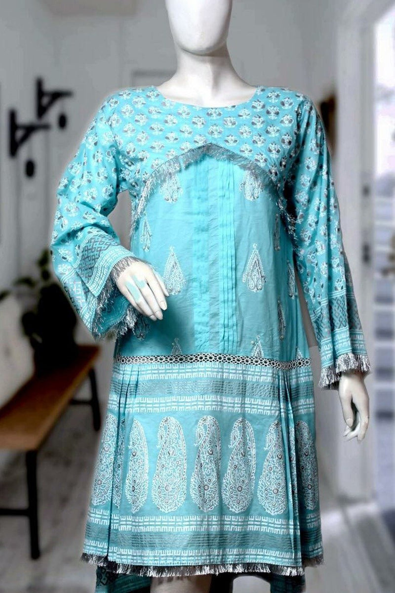 Aqua - Lawn Fabric - Ladies - waseeh.com