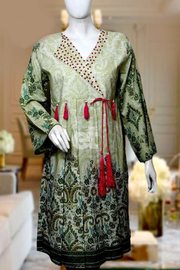 Embroided Green - Lawn Fabric - Ladies - waseeh.com