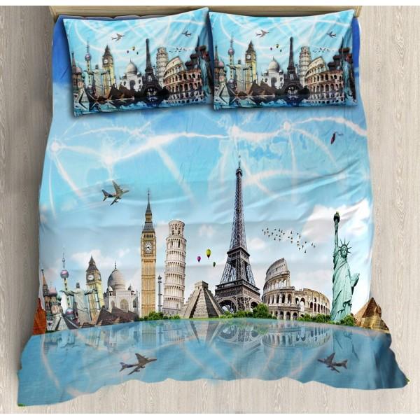 Double Kids Bed Sheet Set - Landmarks - waseeh.com