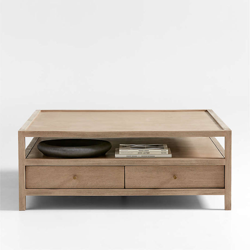 Caen Living Lounge Square Storage Coffee Table (Solid Wood)